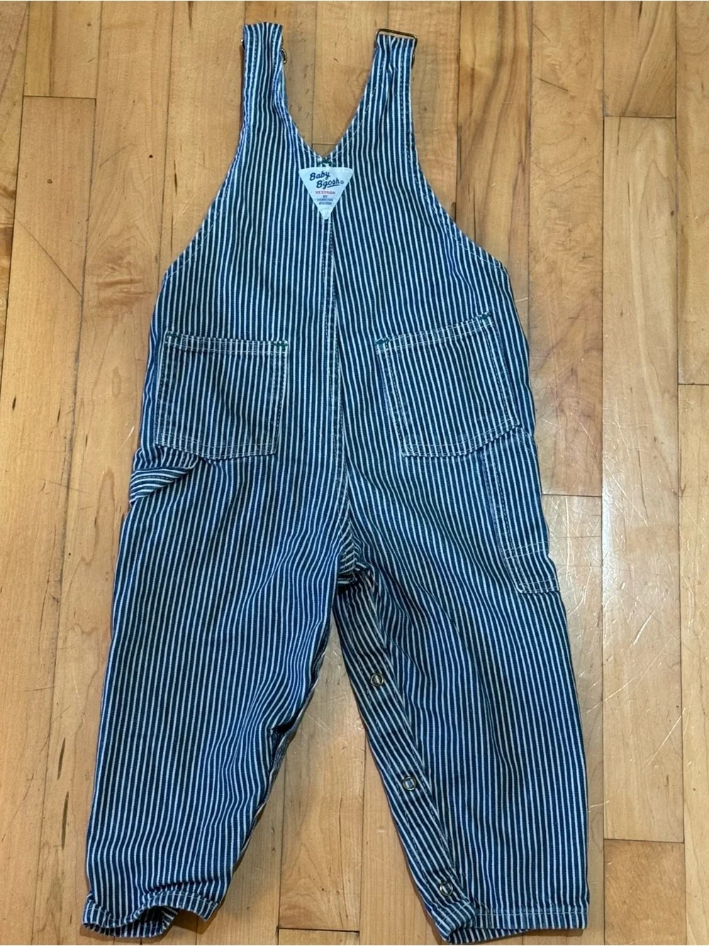 Vintage OshKosh B'Gosh Overalls Railroad Conductor Striped Size 24 Mths Vestbak